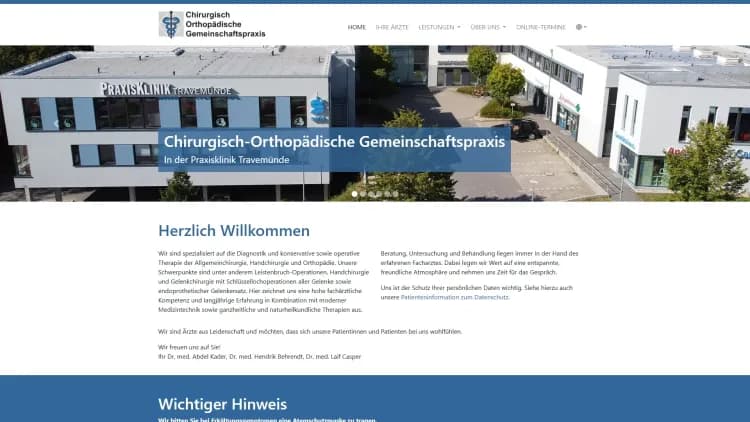 Chirurgisch-Orthopädische Gemeinschaftspraxis in der Praxisklinik Travemünde