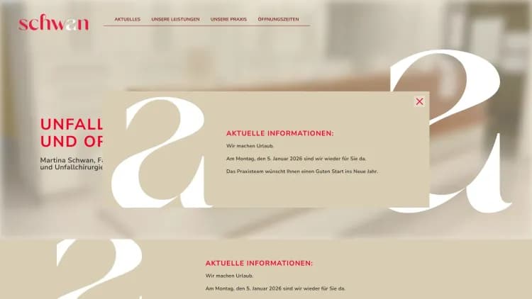 Praxis für Unfallchirurgie und Orthopädie Martina Schwan