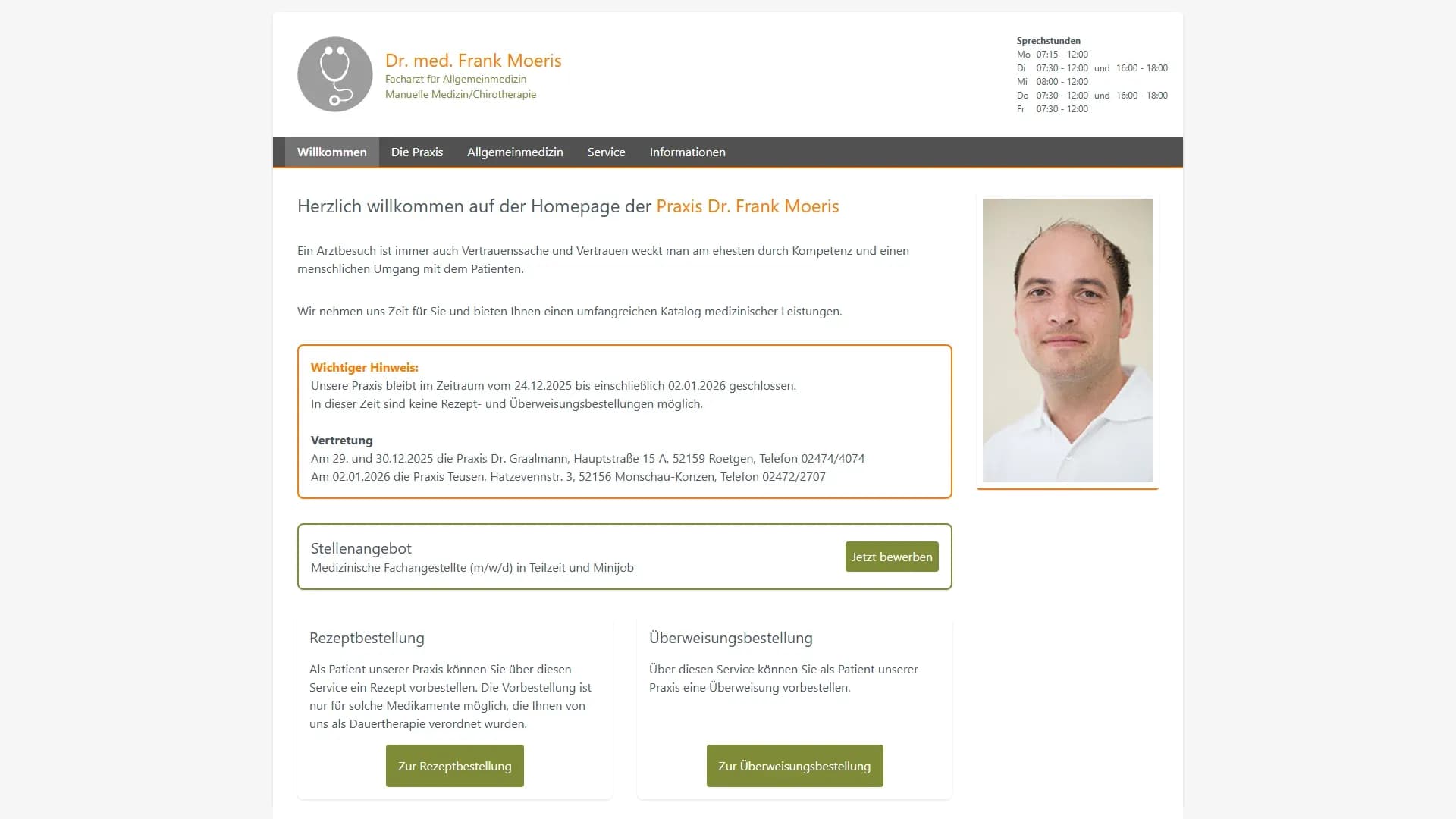 Praxis Dr. Frank Moeris — Website