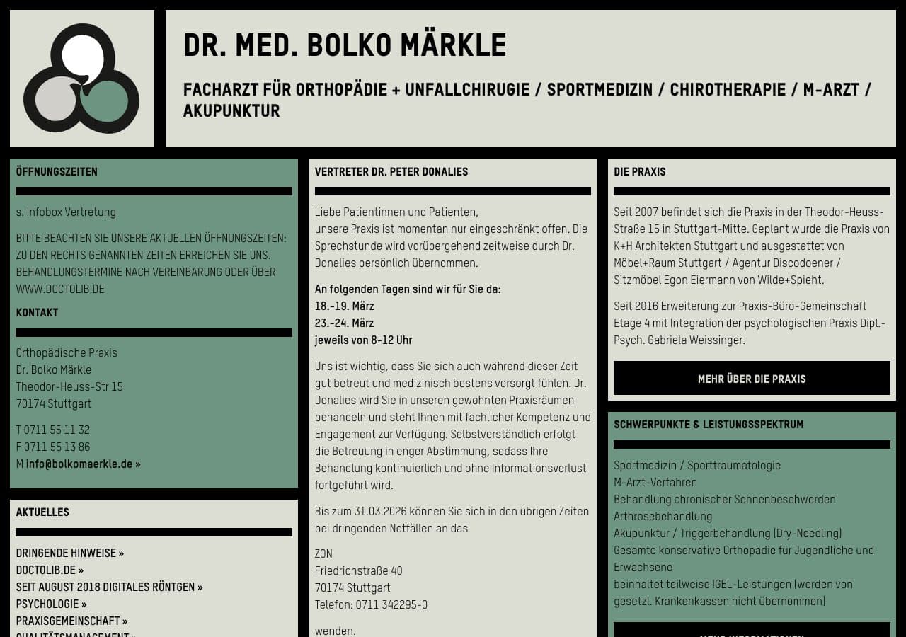 Orthopädische Praxis Dr. med. Bolko Märkle