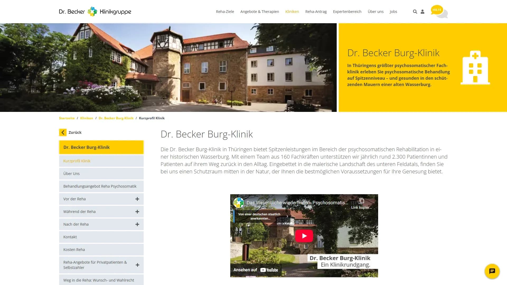 Dr. Becker Burg-Klinik — Website