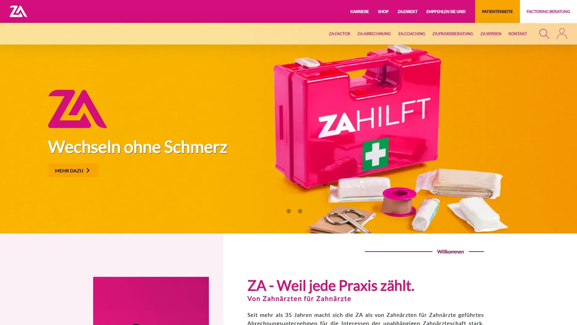 ZA Zahnärztliche Abrechnungsgesellschaft AG — Website