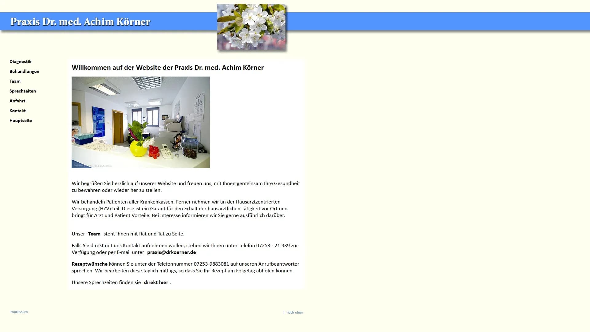 Praxis Dr. med. Achim Körner — Website