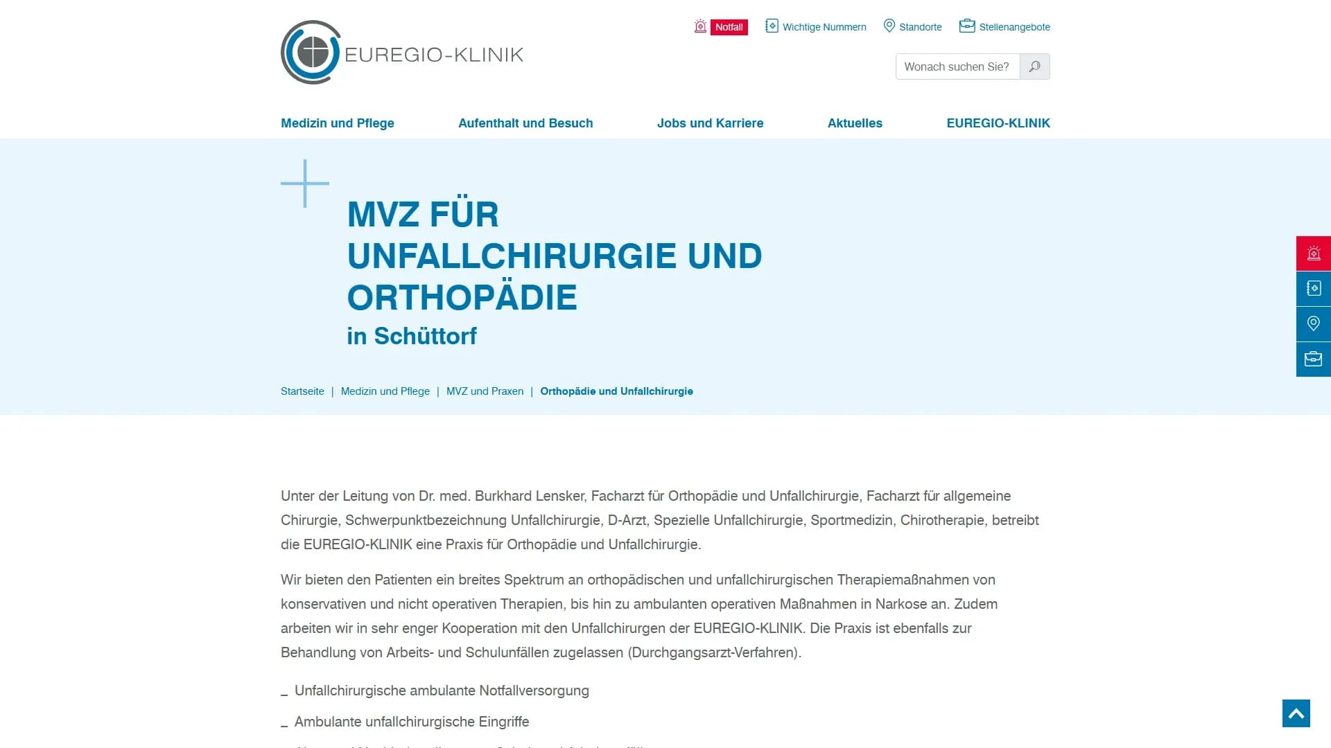 EUREGIO-KLINIK — Website