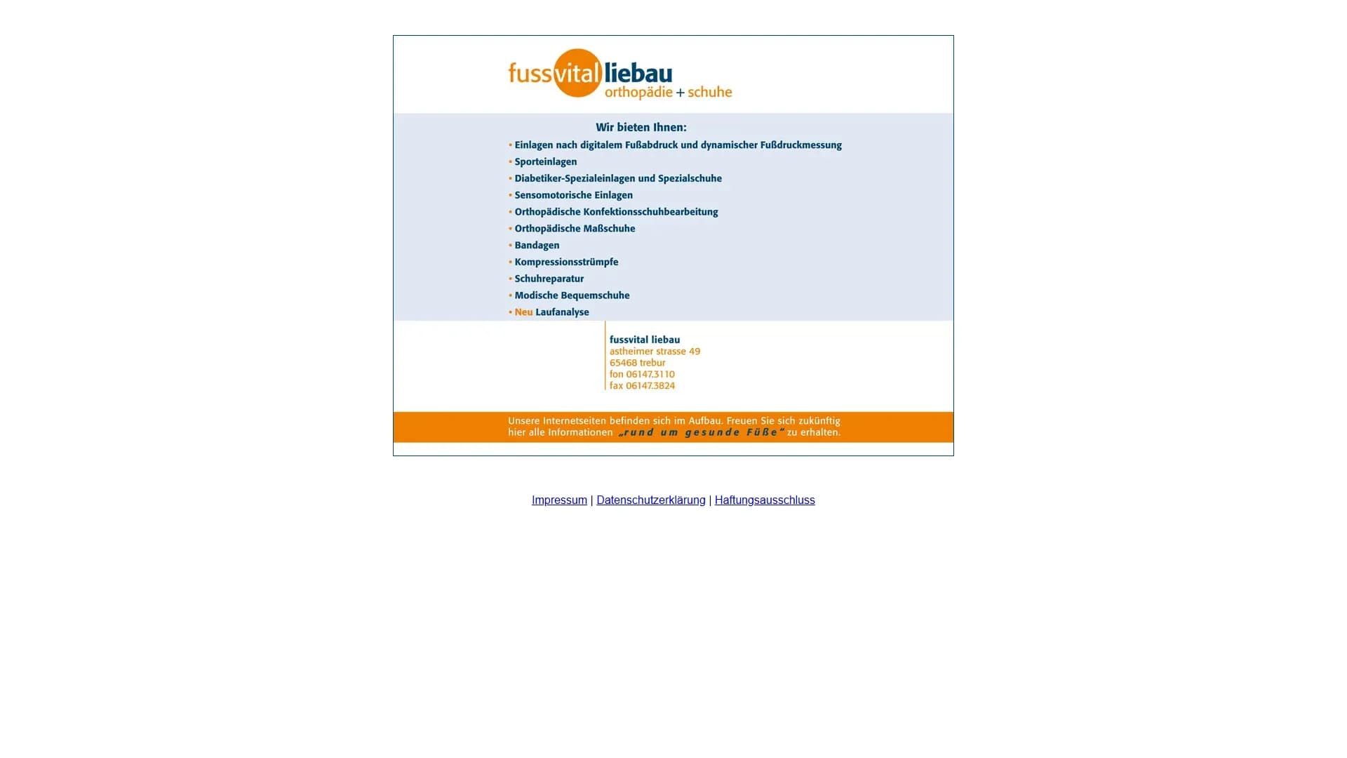 Fussvital Liebau — Website