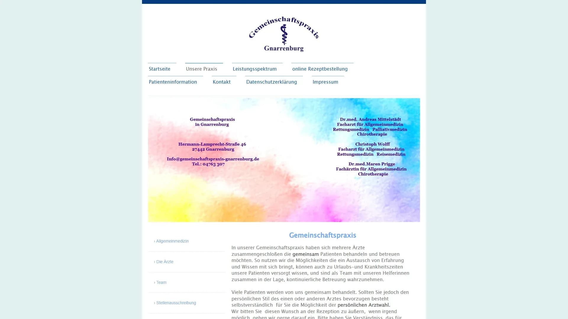 Gemeinschaftspraxis Dr.med.A Mittelstädt - Ch. Wolff - Dr.med.M. Prigge — Website