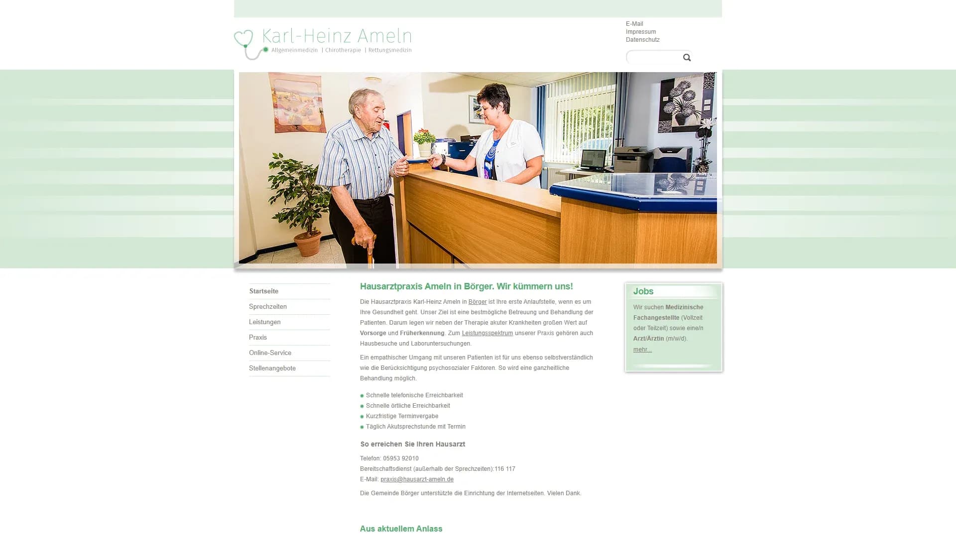 Hausarztpraxis Ameln — Website