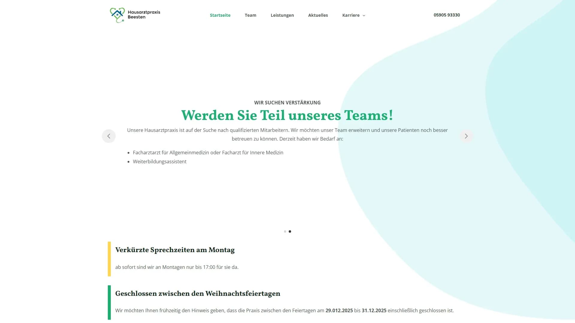 Hausarztpraxis Beesten — Website