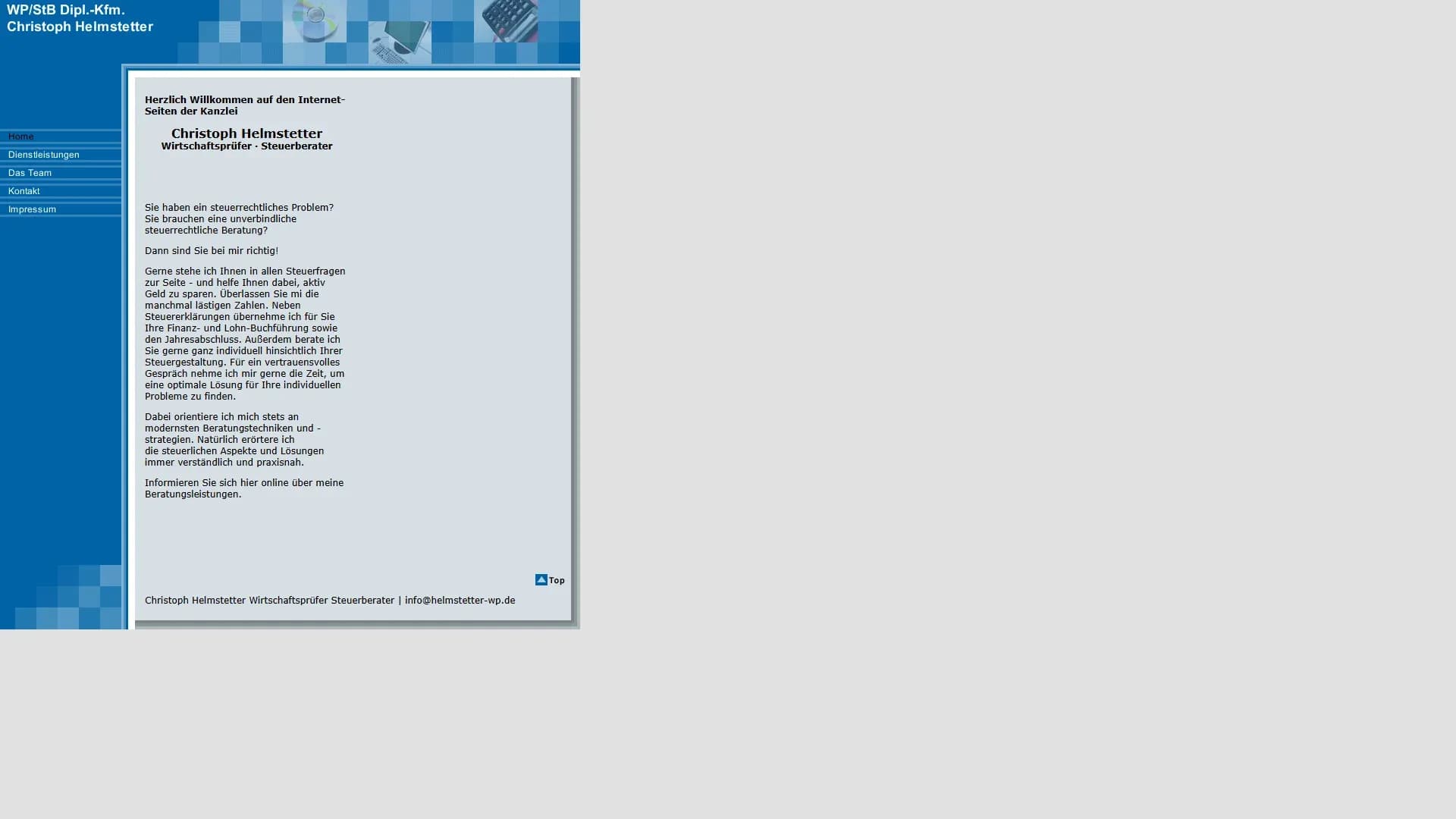 Christoph Helmstetter Steuerberater und Wirtschaftsprüfer — Website