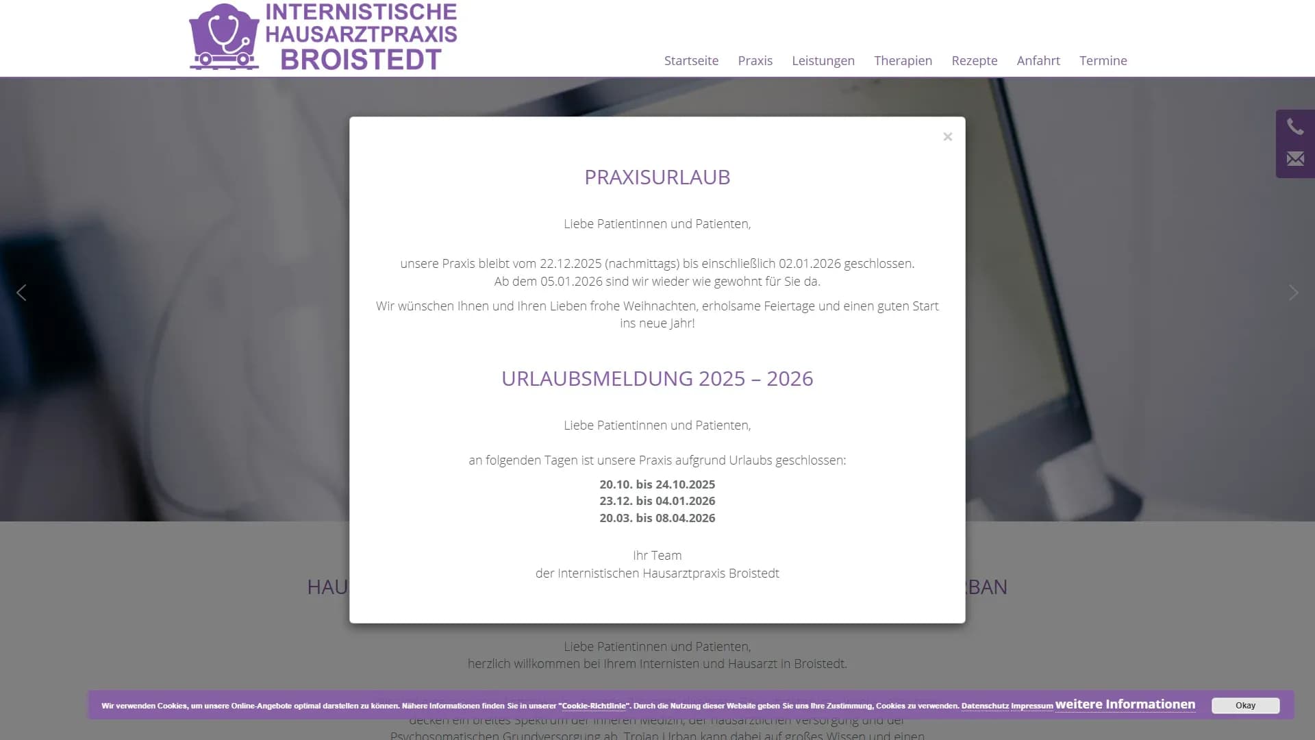 Internistische Hausarztpraxis Broistedt — Website