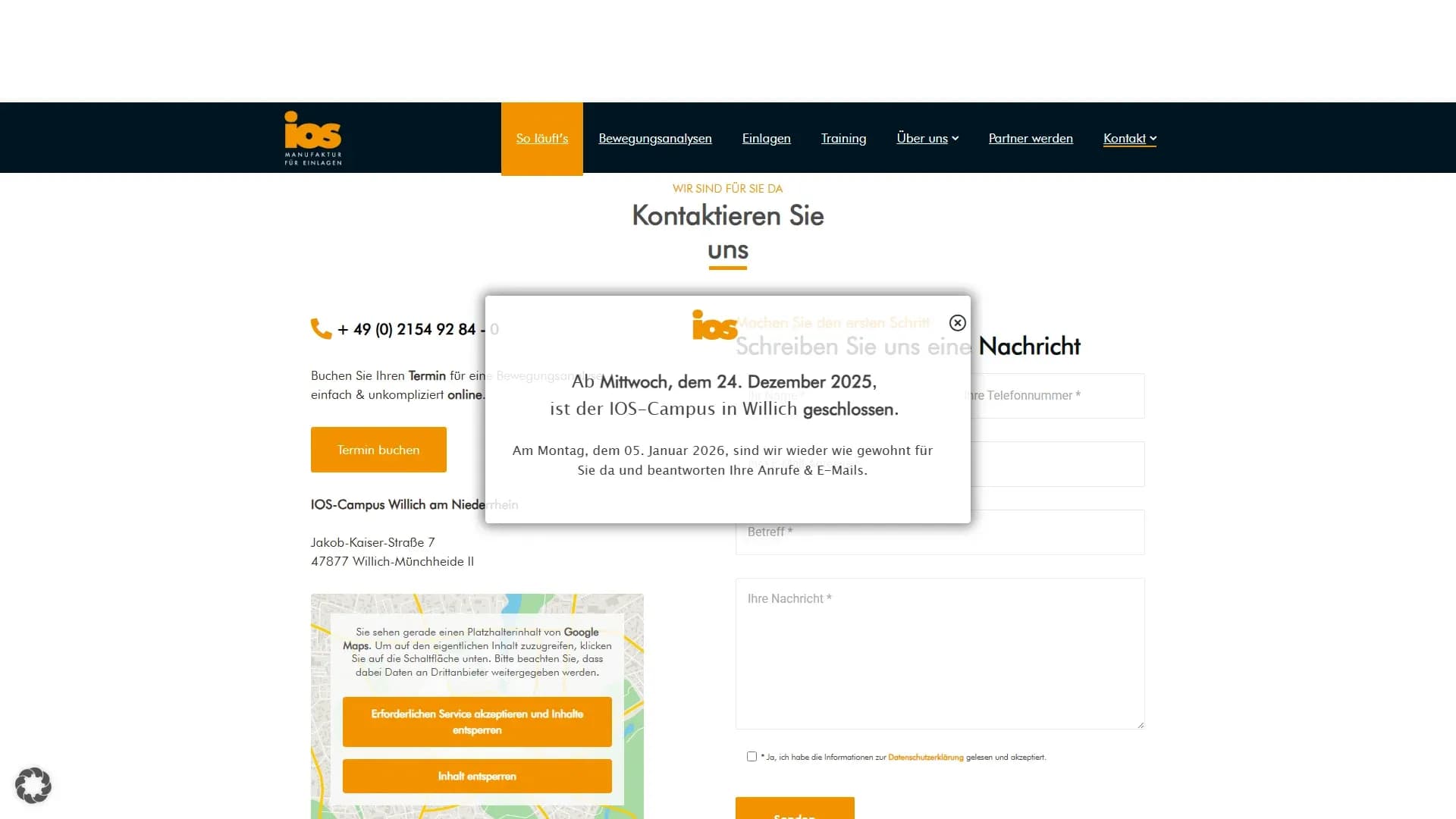 IOS Manufaktur für Einlagen — Website