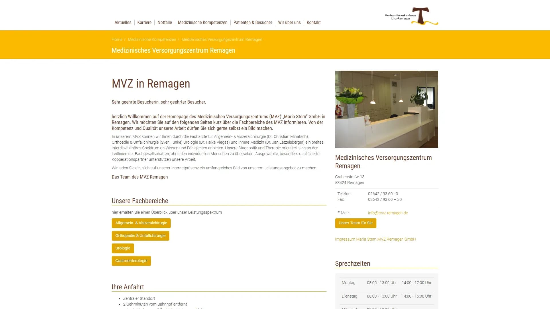 Verbundkrankenhaus Linz-Remagen — Website