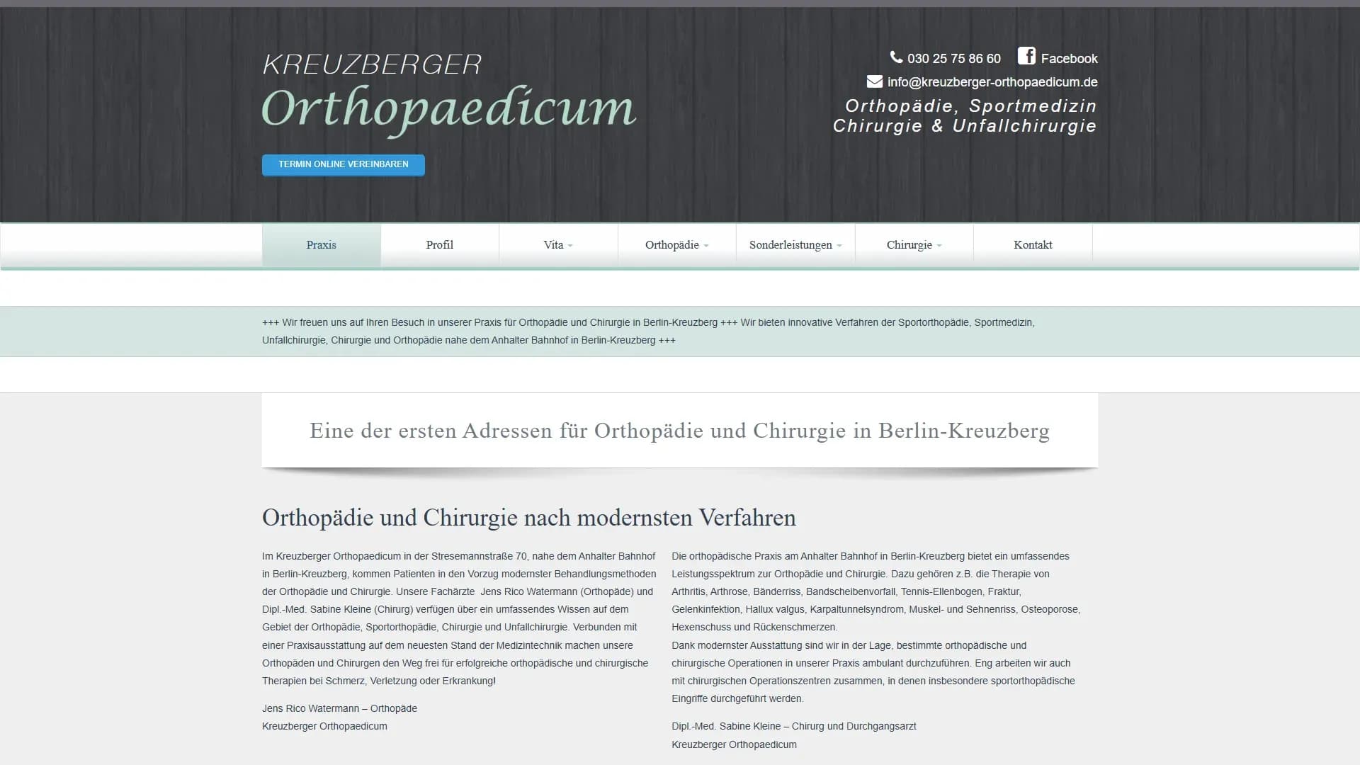 Kreuzberger Orthopaedicum — Website
