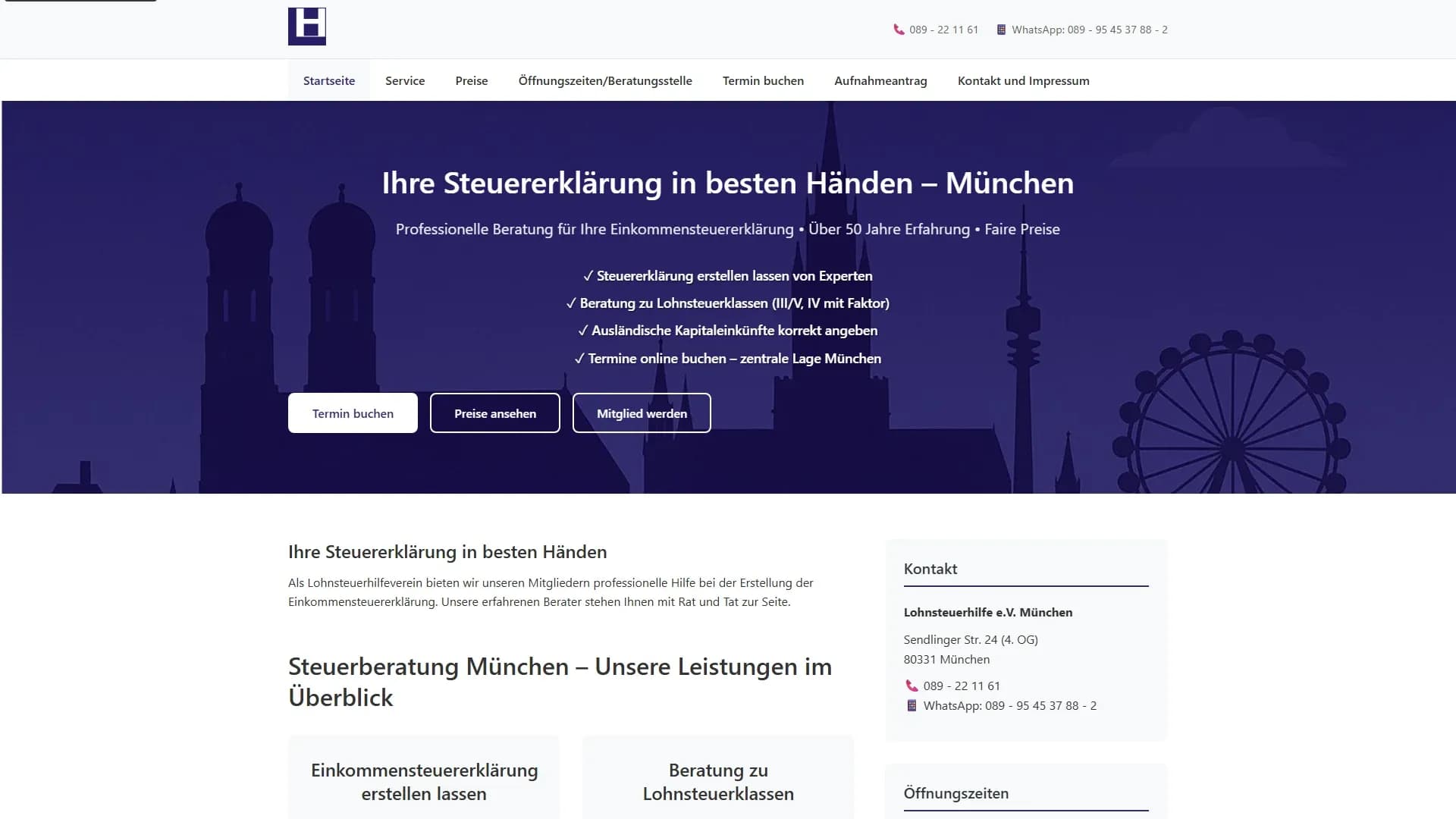 Lohnsteuerhilfe e.V. München — Website