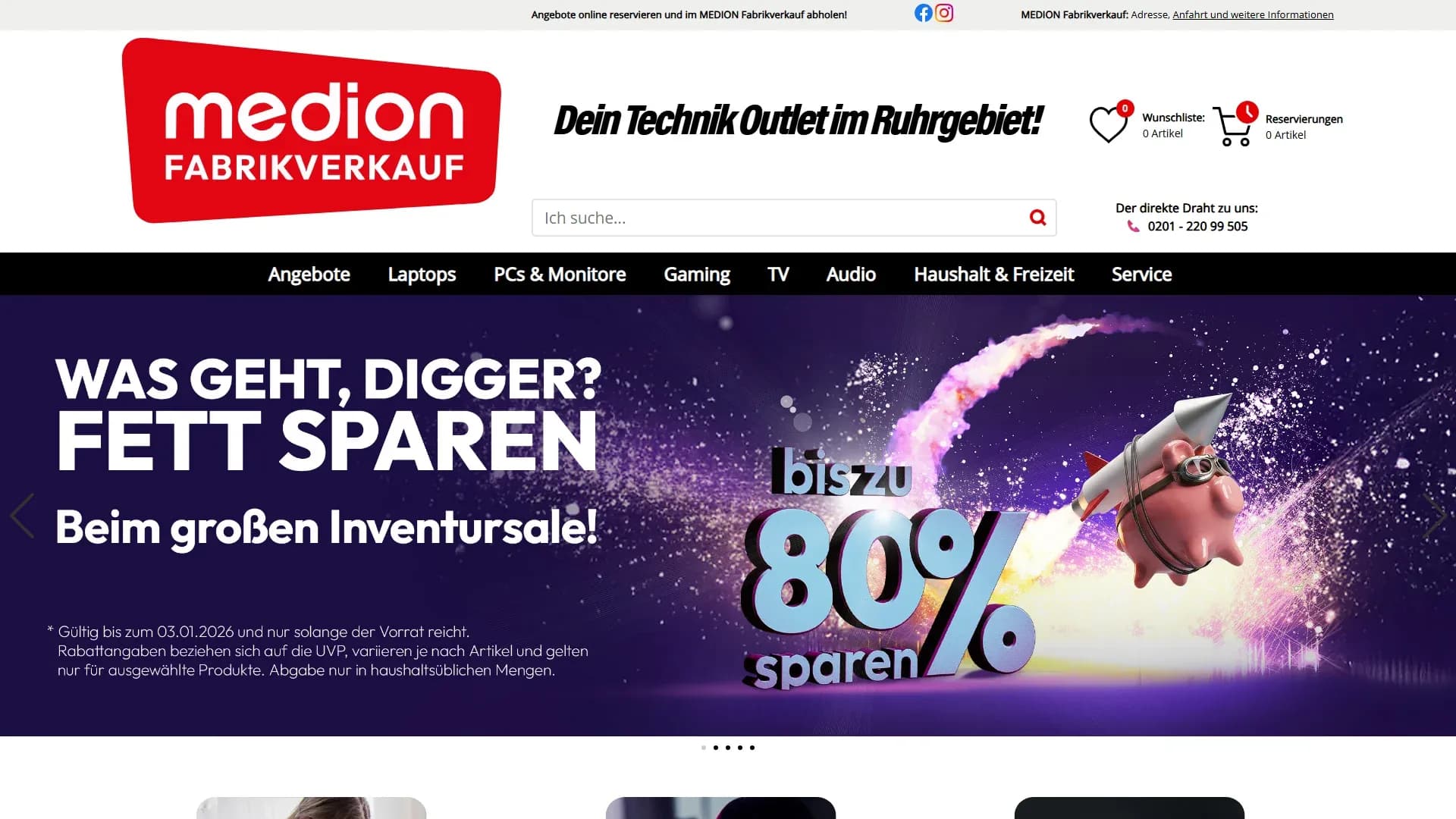 MEDION Fabrikverkauf — Website