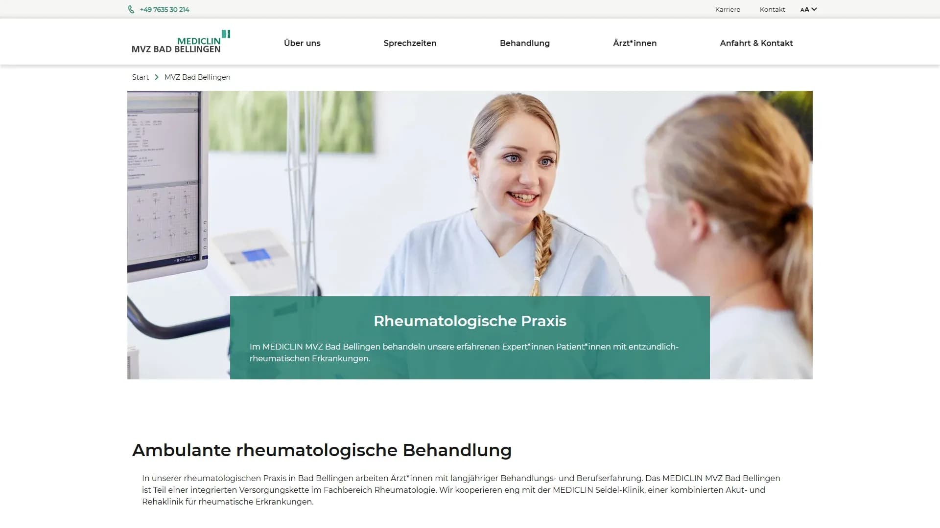 Rheumatologische Praxis — Website