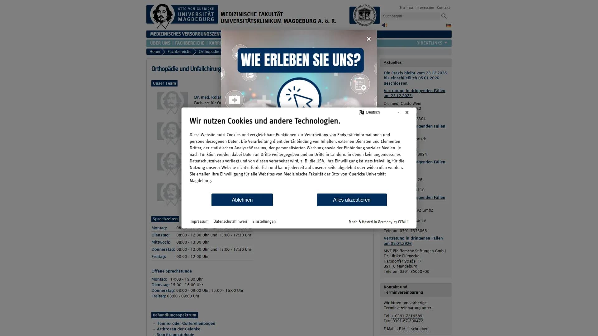 Medizinisches Versorgungszentrum Universitätsklinikum Magdeburg gemeinnützige GmbH — Website