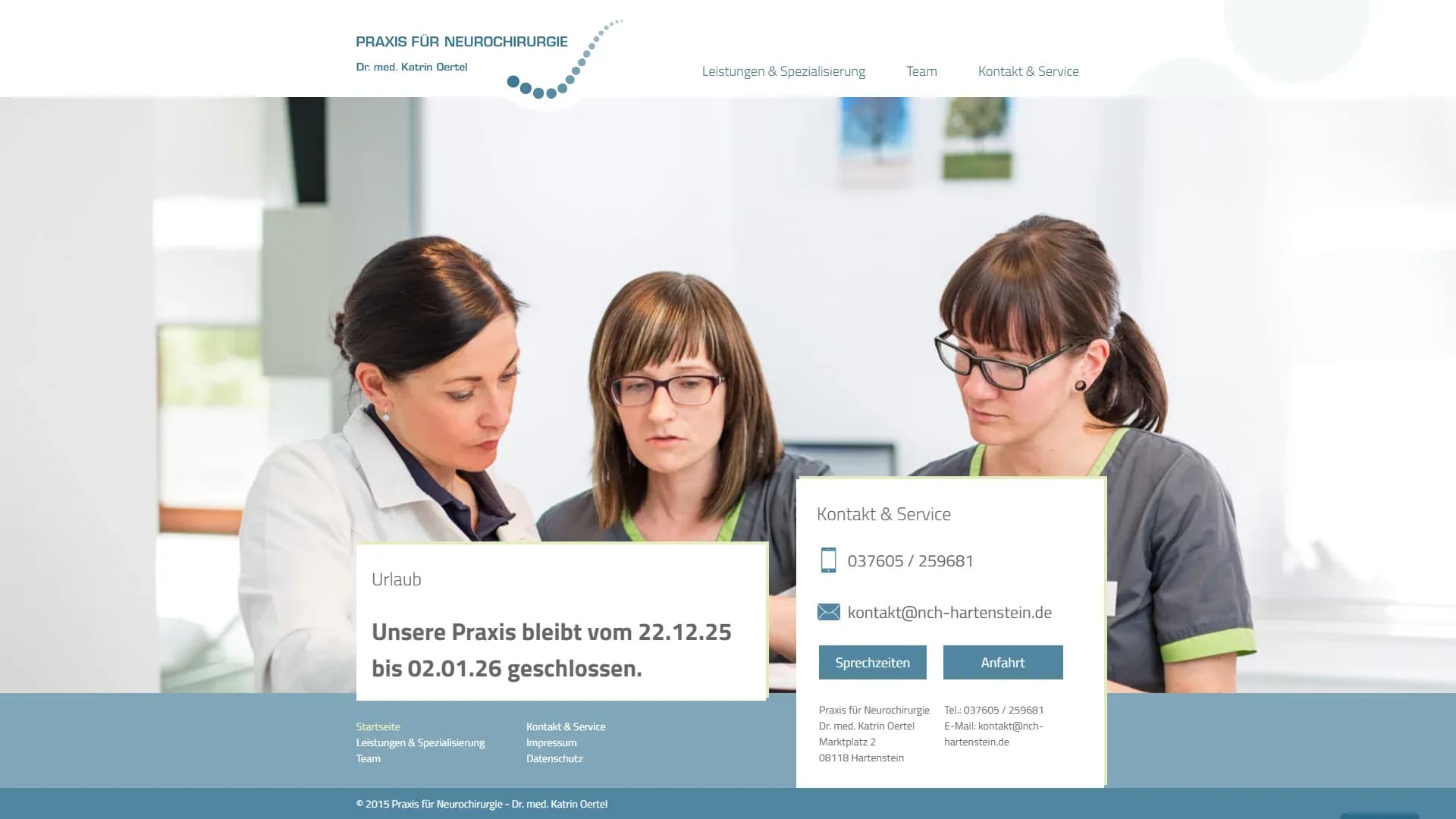 Praxis für Neurochirurgie Dr. med. Katrin Oertel — Website