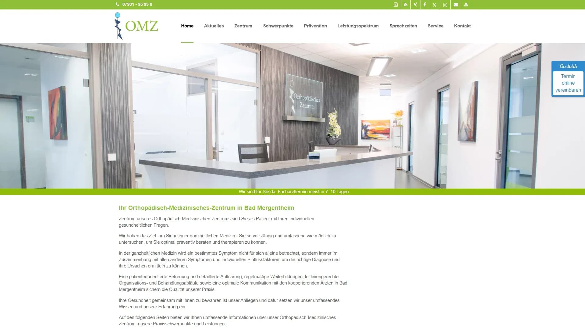 Orthopädisch-Medizinisches Zentrum — Website