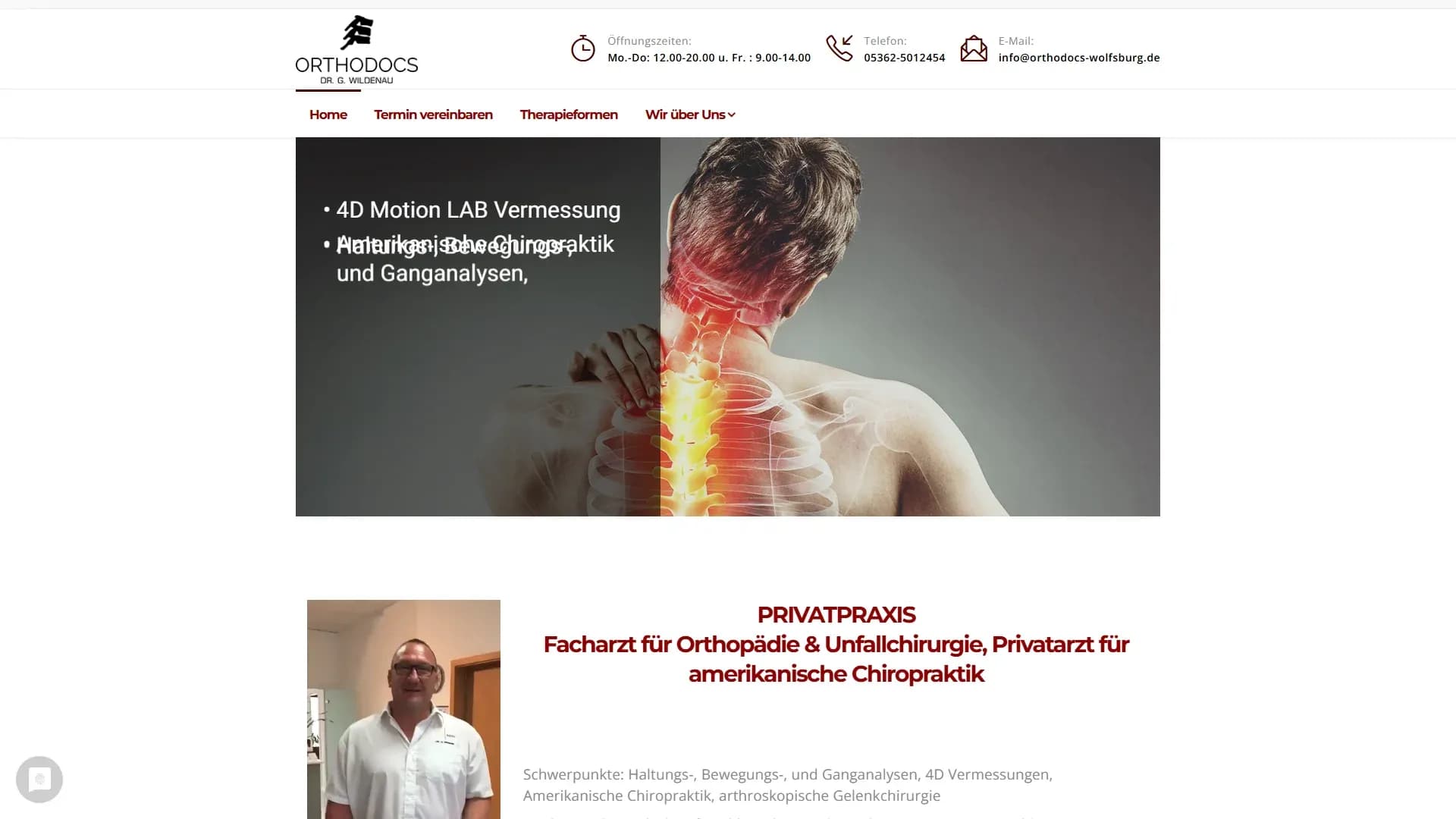 PRIVATPRAXIS Facharzt für Orthopädie & Unfallchirurgie, Privatarzt für amerikanische Chiropraktik — Website