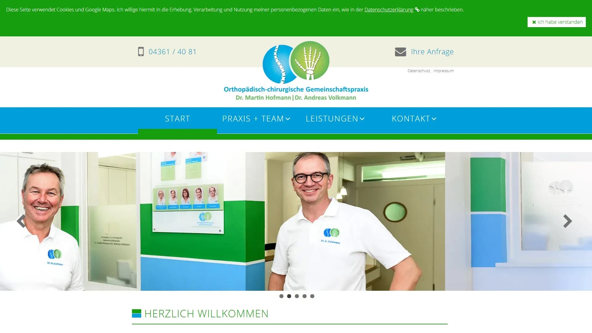 Orthopädisch-chirurgische Gemeinschaftspraxis Dr. Martin Hofmann & Dr. Andreas Volkmann — Website