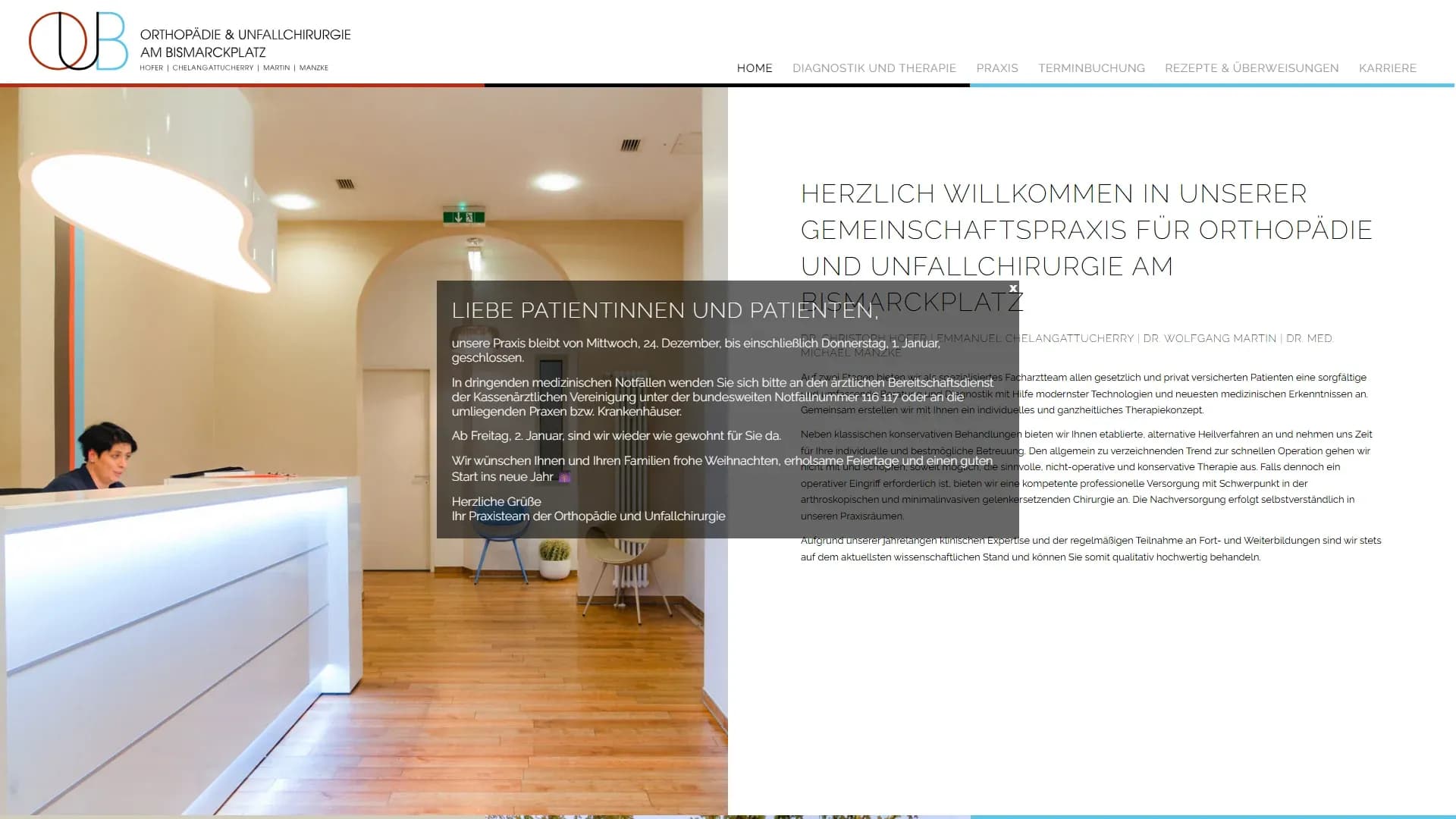 Gemeinschaftspraxis für Orthopädie und Unfallchirurgie am Bismarckplatz — Website