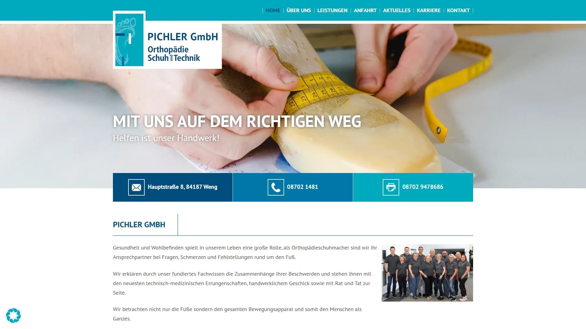Orthopädie-Schuhtechnik Pichler — Website