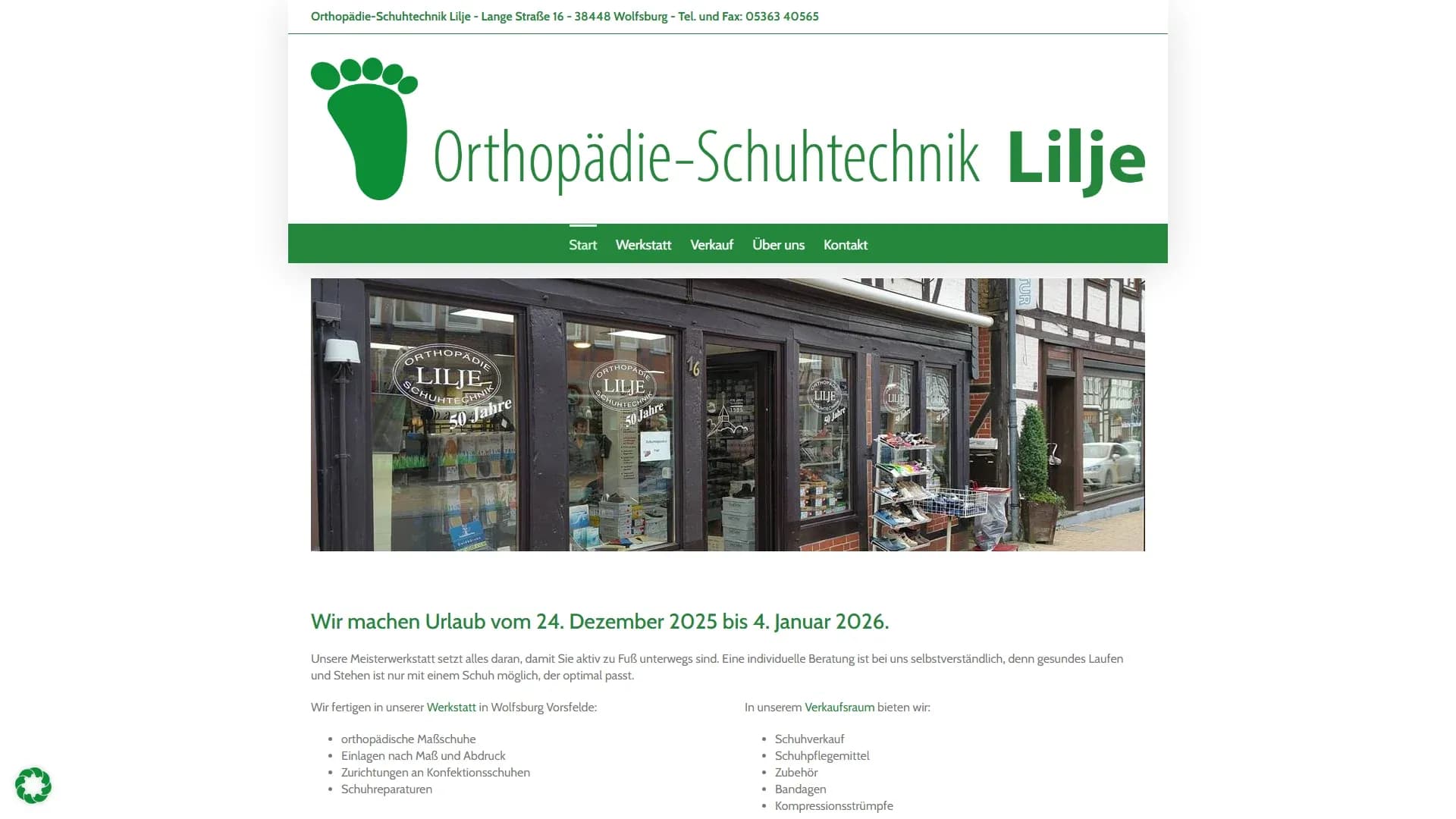 Orthopädie-Schuhtechnik Lilje — Website