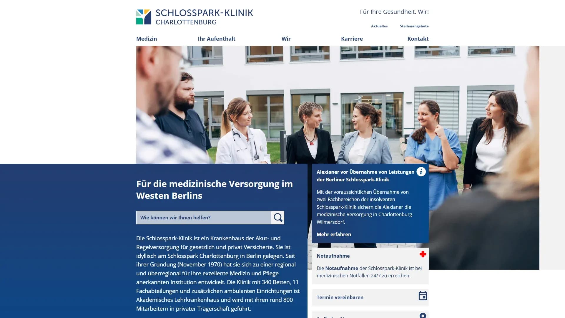 Schlosspark‑Klinik Charlottenburg — Website