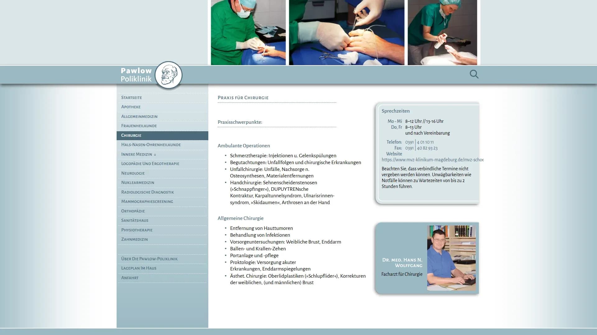 Pawlow-Poliklinik — Website