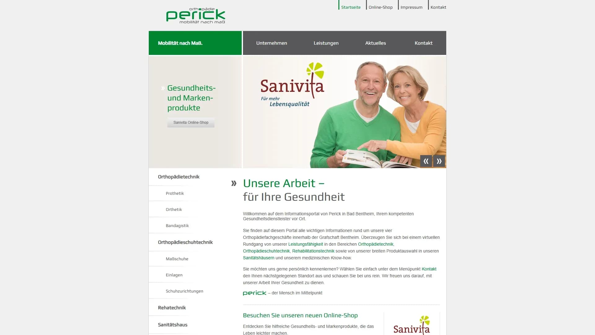 Perick Orthopädie — Website