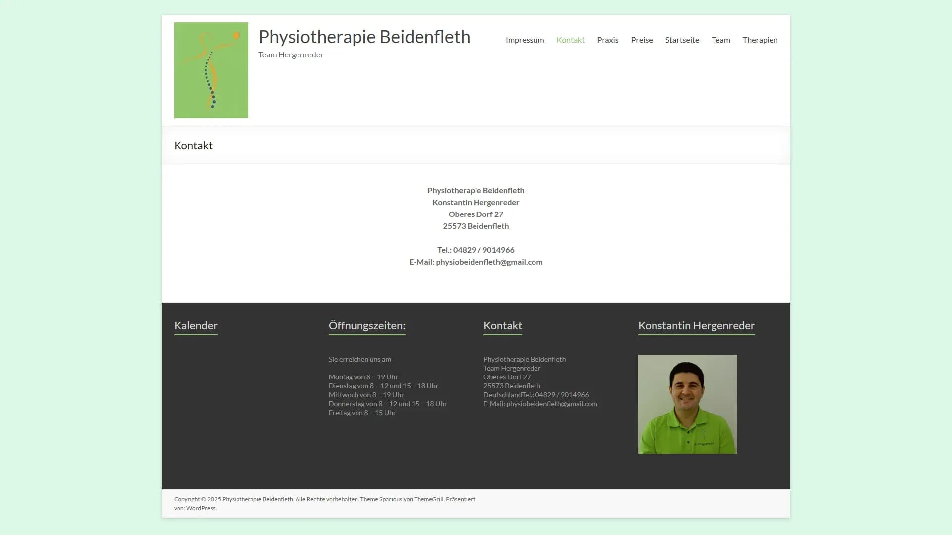 Physiotherapie Beidenfleth — Website