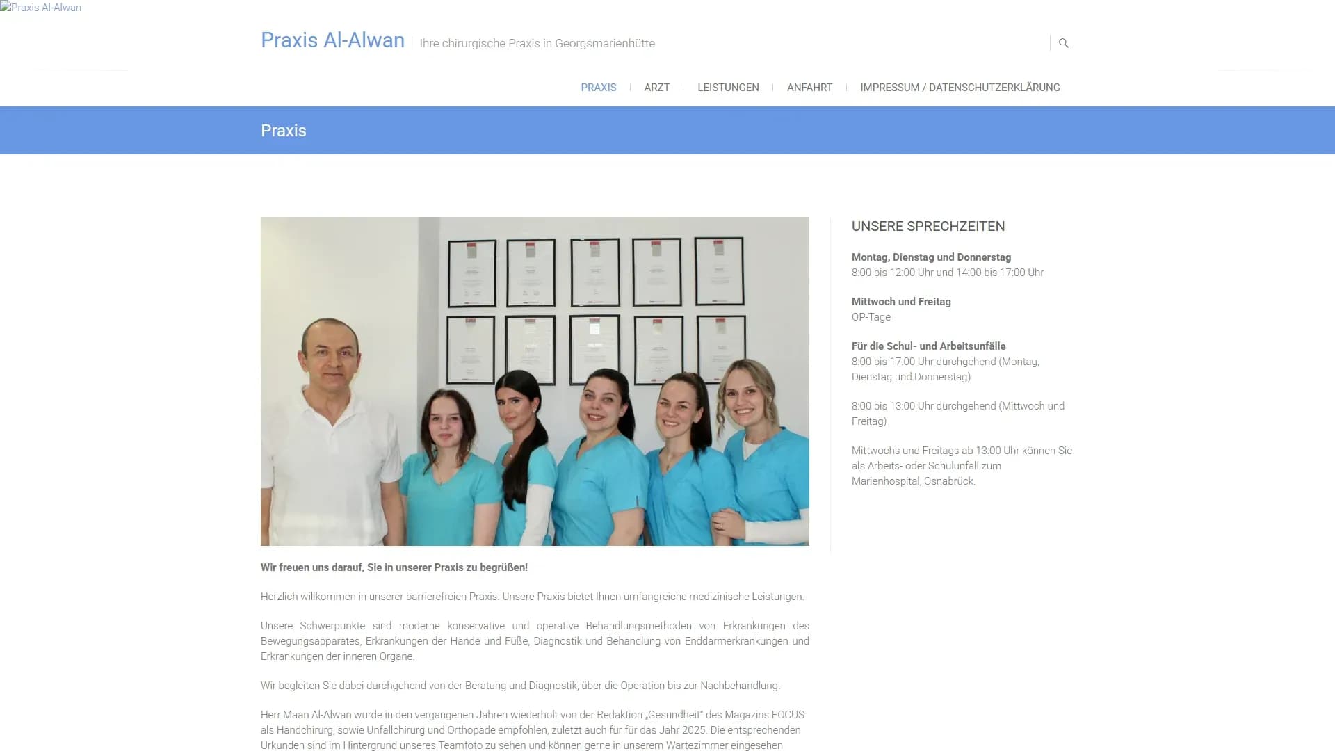 Chirurgische Praxis Maan Al-Alwan — Website