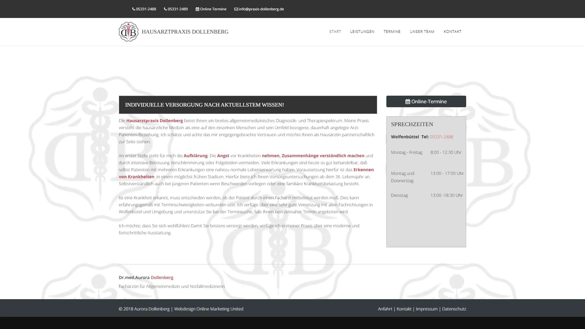 Hausarztpraxis Dollenberg — Website