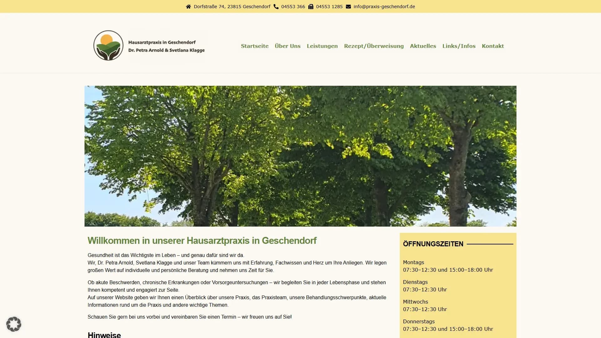 Hausarztpraxis Geschendorf — Website