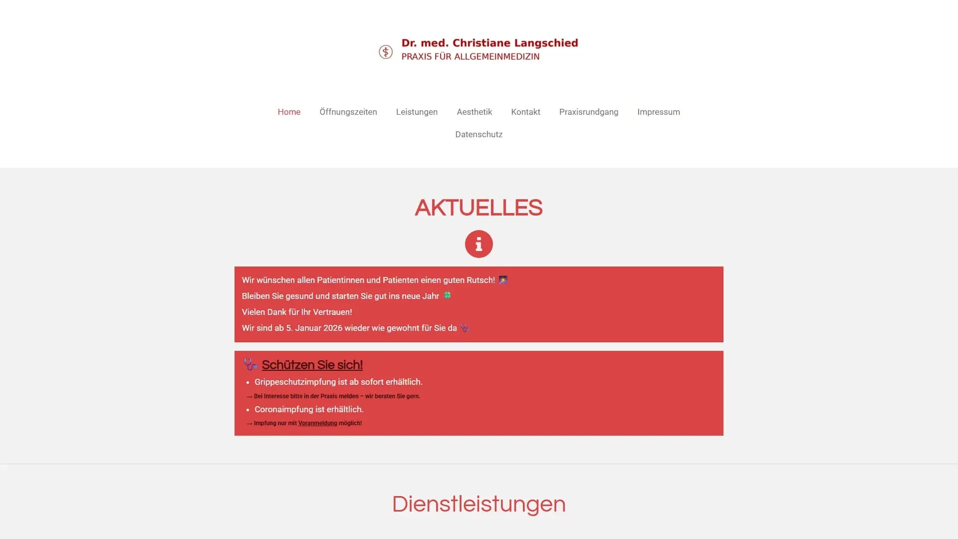 Praxis für Allgemeinmedizin Dr. med. Christiane Langschied — Website