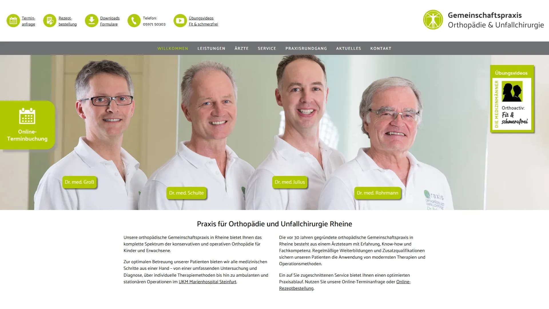 Praxis für Orthopädie und Unfallchirurgie Rheine — Website