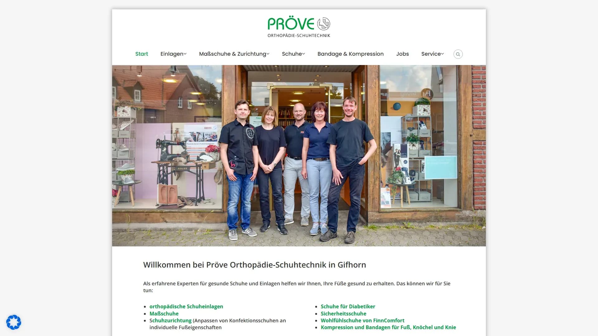 Pröve Orthopädie-Schuhtechnik — Website