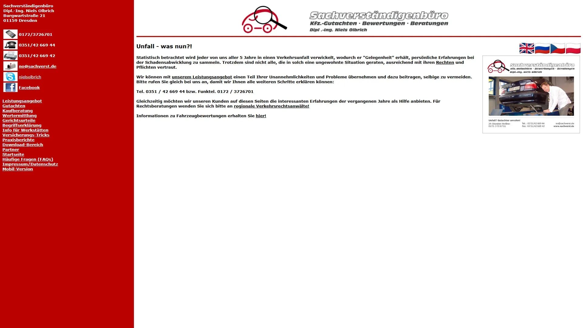 Kfz.-Sachverständigenbüro Niels Olbrich — Website