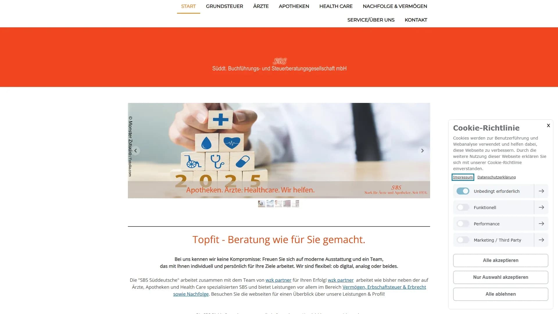 SBS Süddt. Steuerberatungsgesellschaft — Website