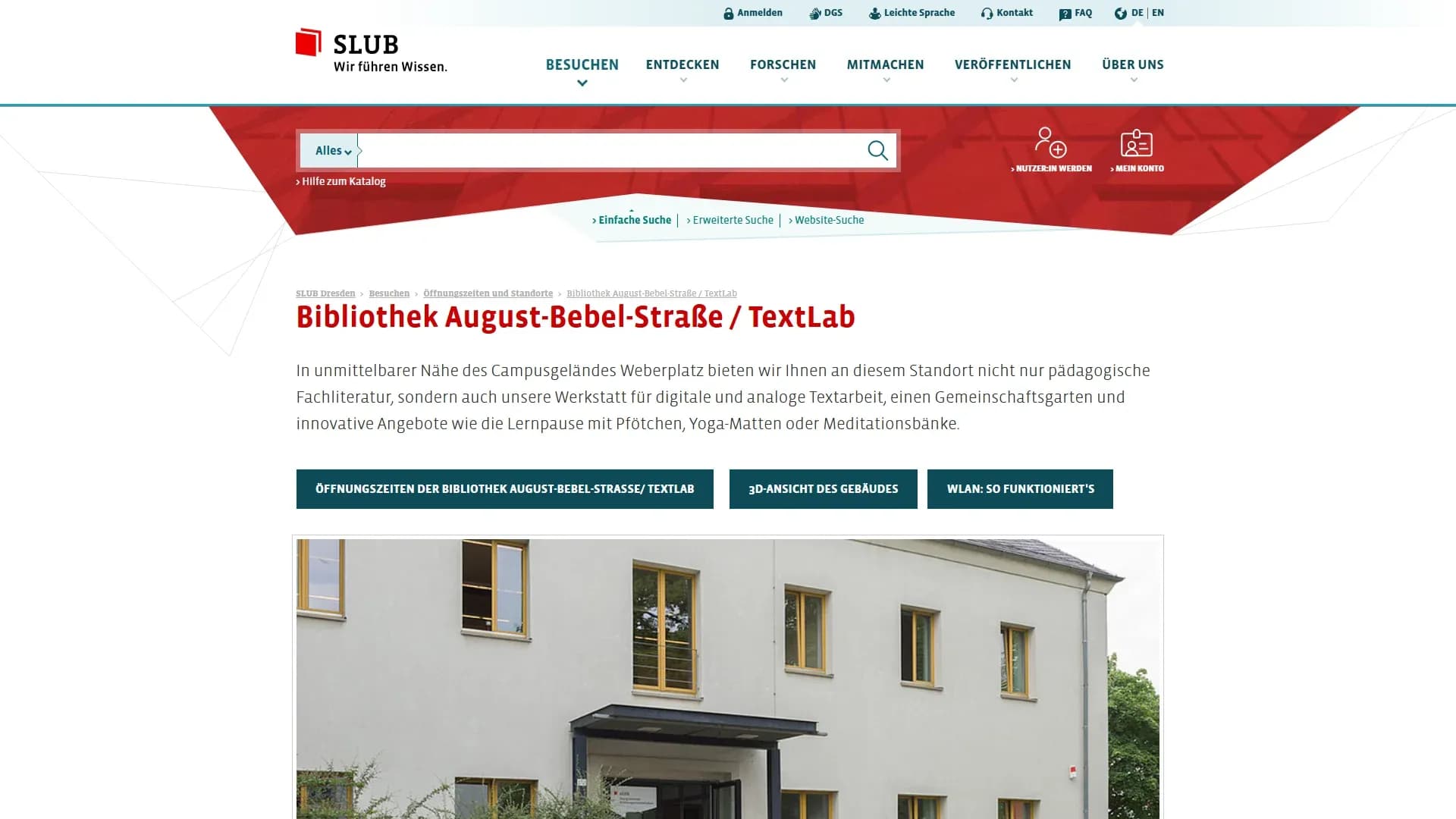 SLUB Dresden – Sächsische Landesbibliothek – Staats- und Universitätsbibliothek Dresden — Website