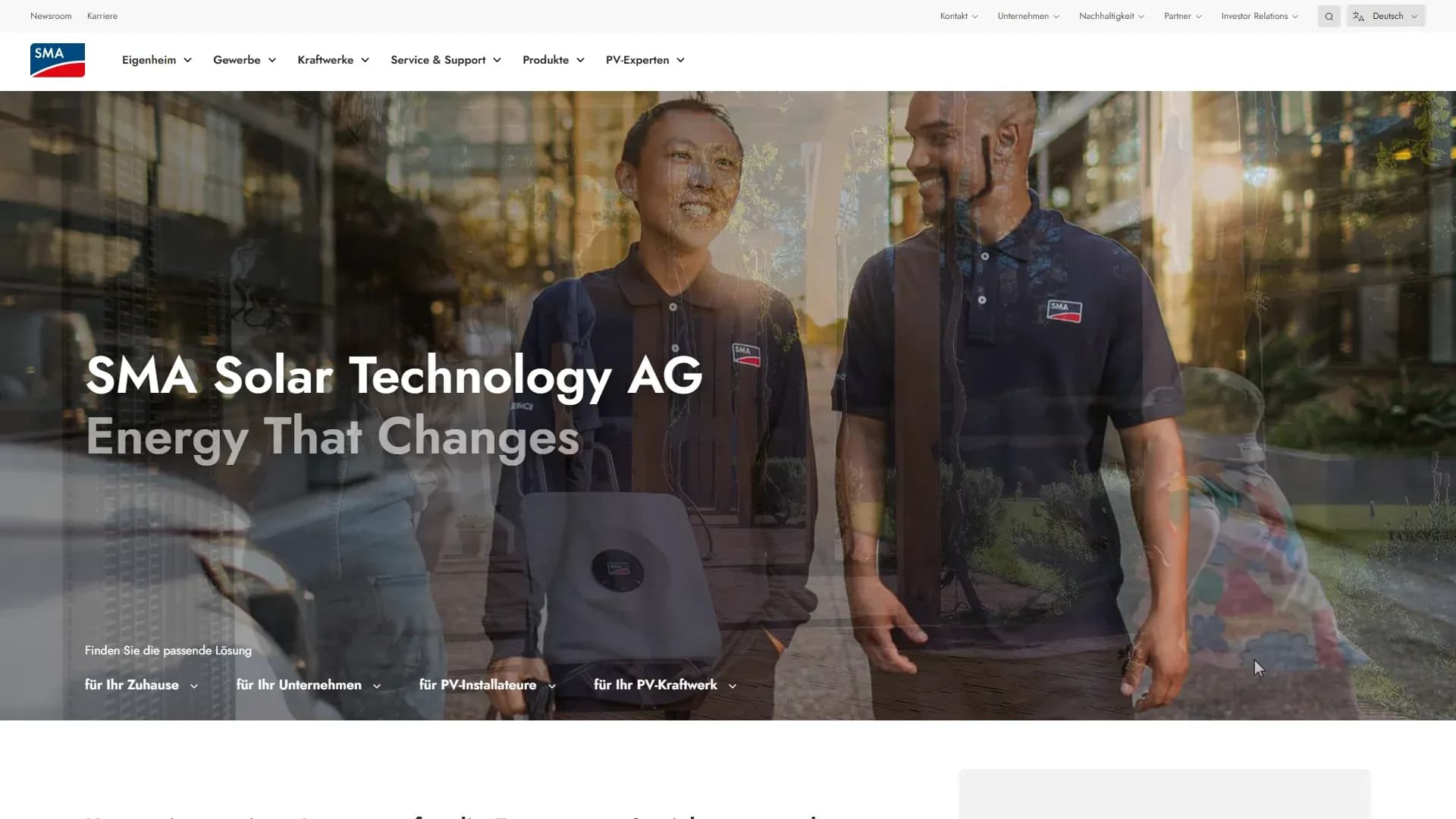 Willkommen bei SMA — Website