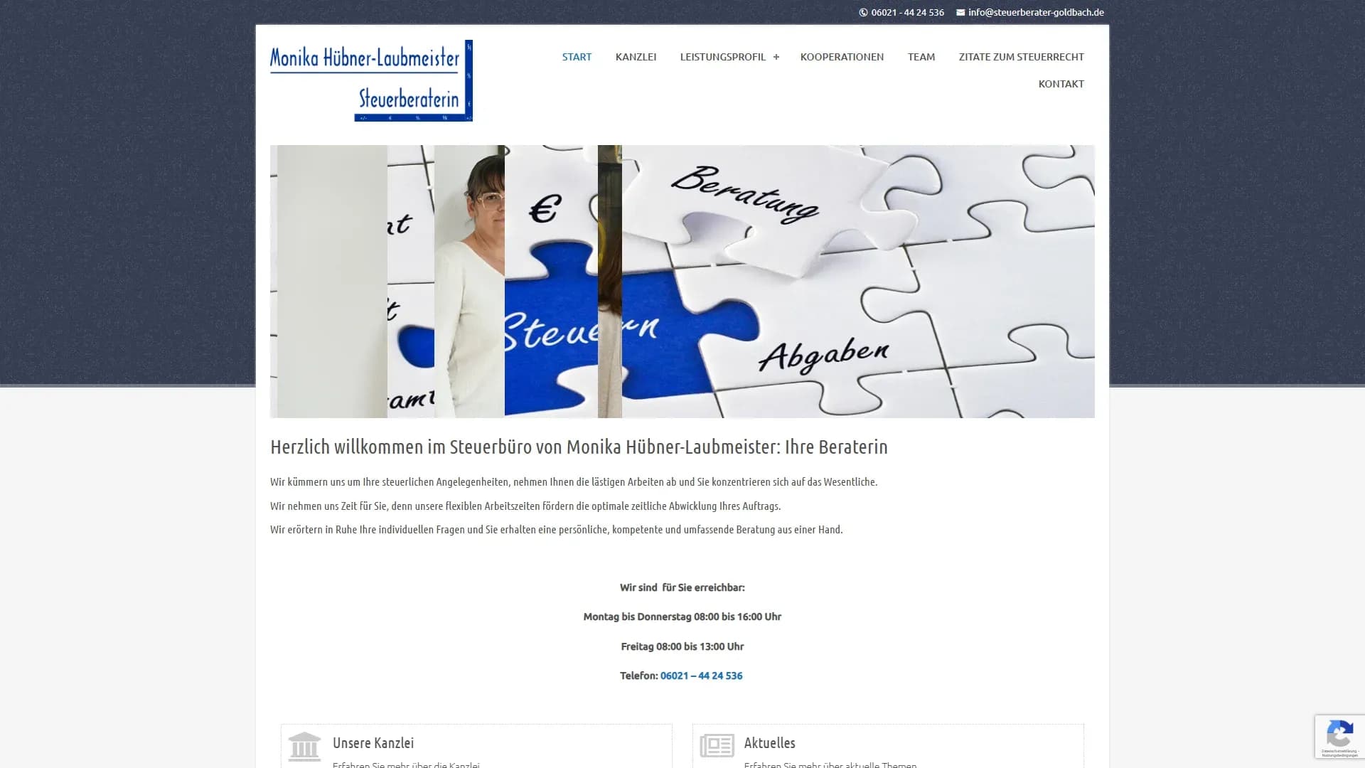 Steuerbüro Monika Hübner-Laubmeister — Website