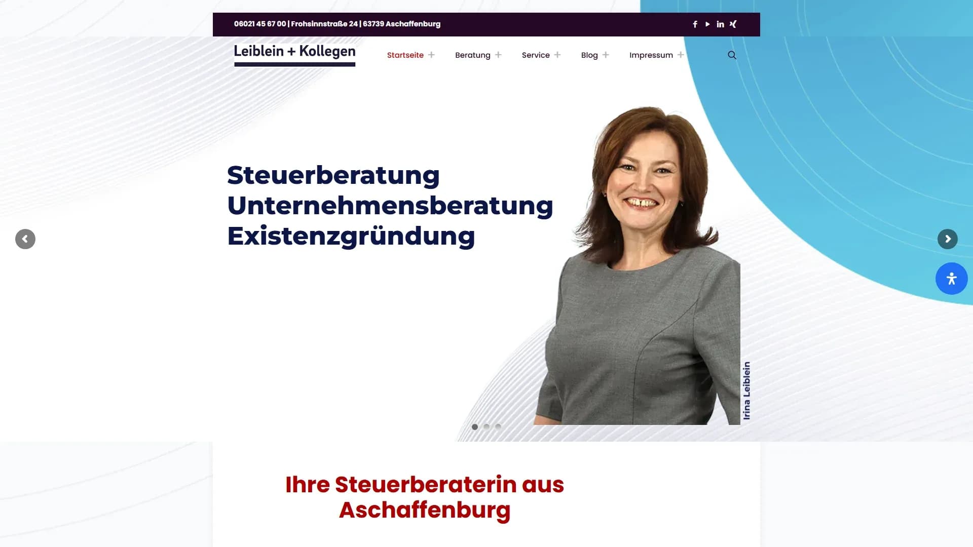 Irina Neschenz Steuerberaterin — Website