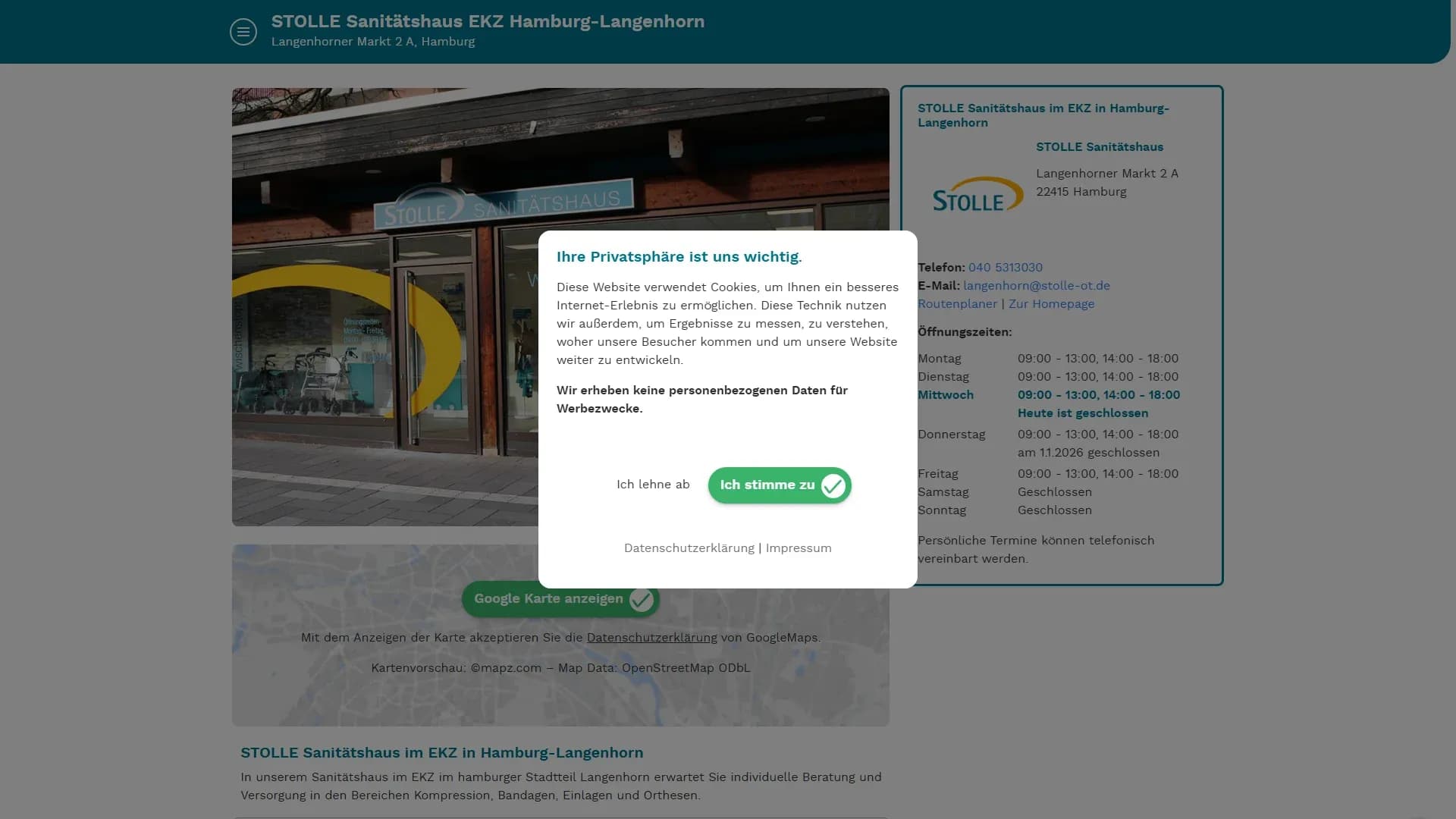 STOLLE Sanitätshaus EKZ Hamburg-Langenhorn — Website