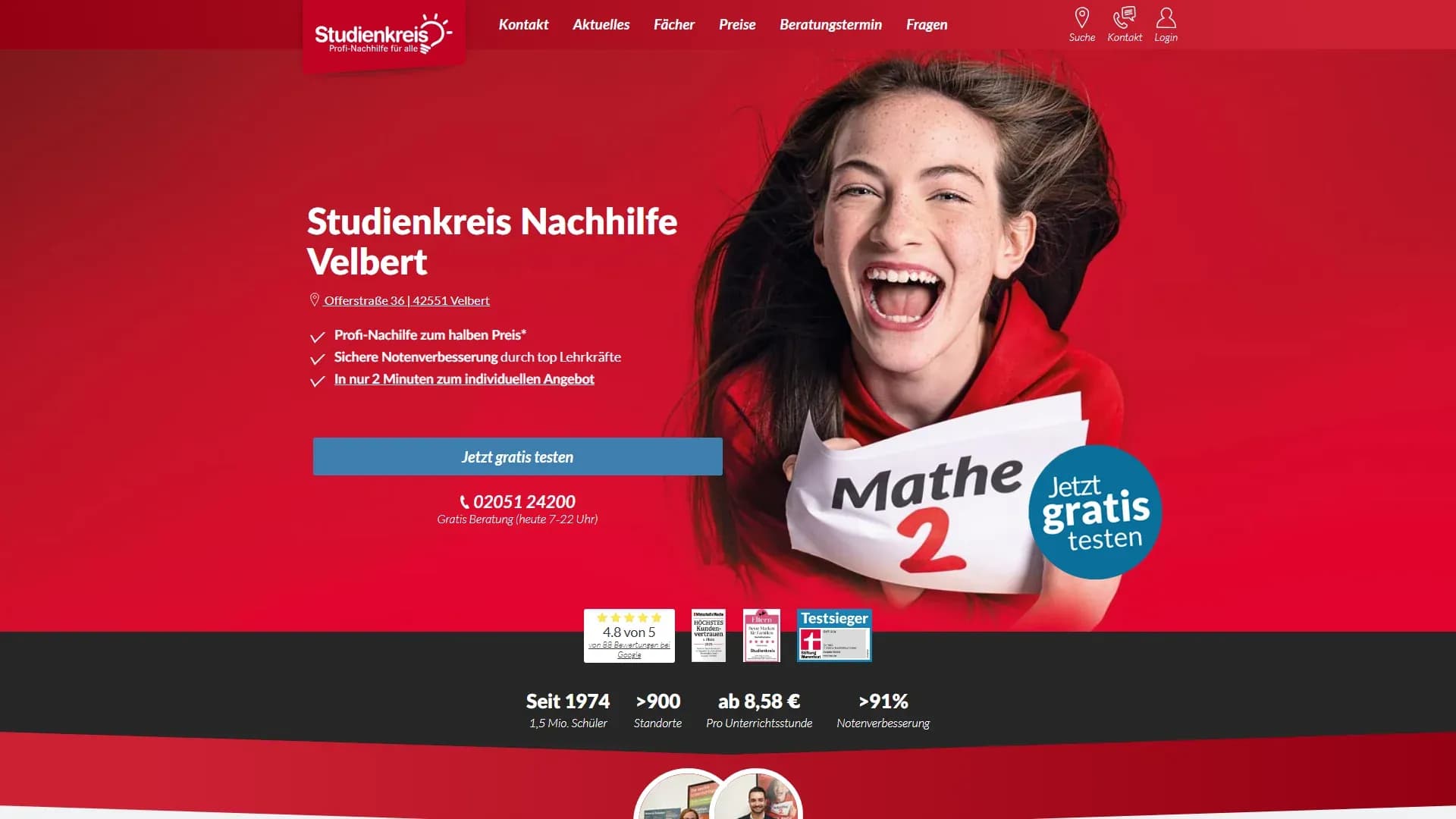 Studienkreis Nachhilfe Velbert — Website