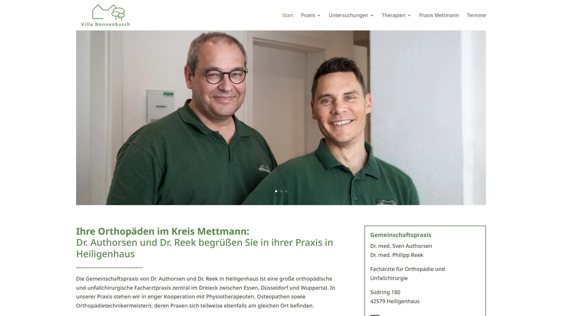 Gemeinschaftspraxis Dr. Authorsen / Dr. Reek — Website