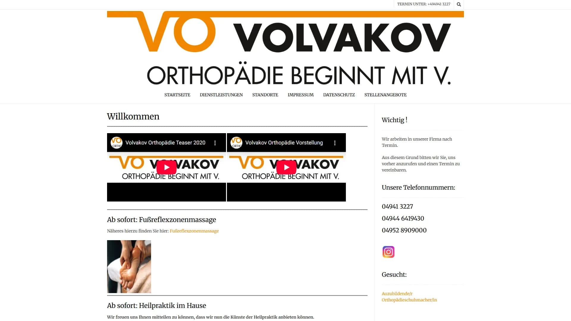 Volvakov Orthopädie — Website