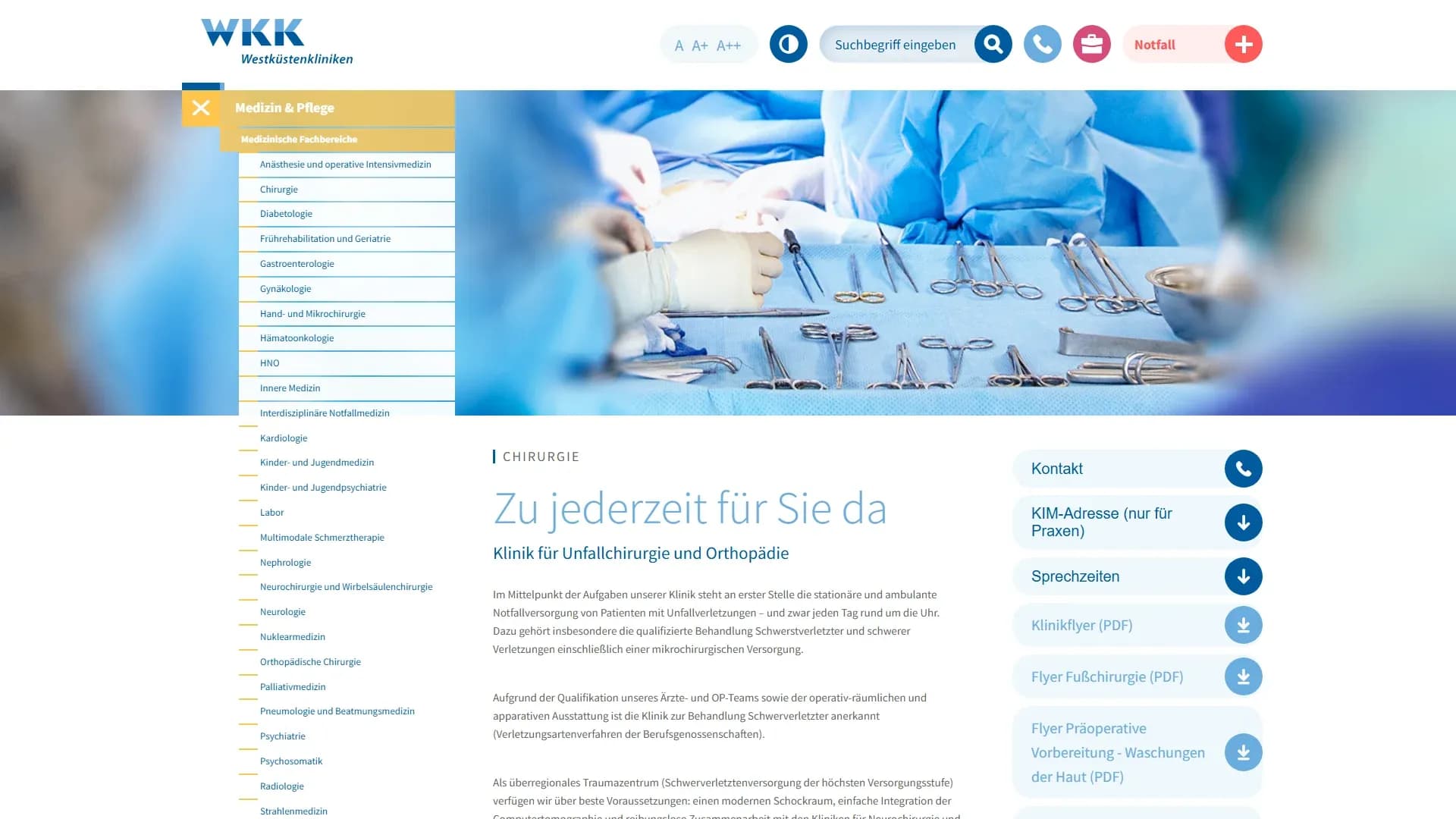 Westküstenkliniken — Website