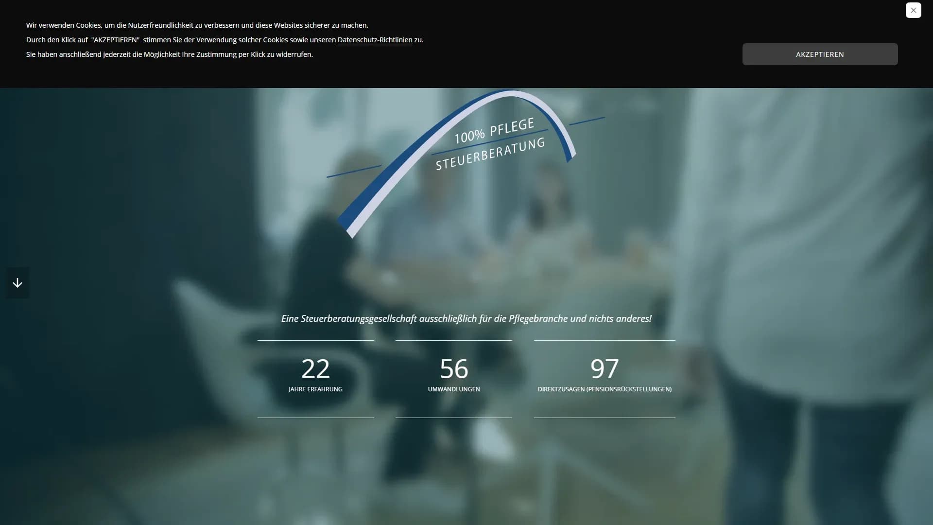 100% Pflege | Steuerberatung für Pflegedienste — Website